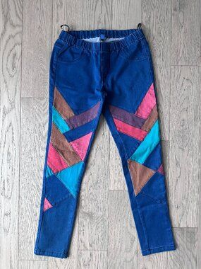 Boho Geometric Patchwork Stretch Jeans